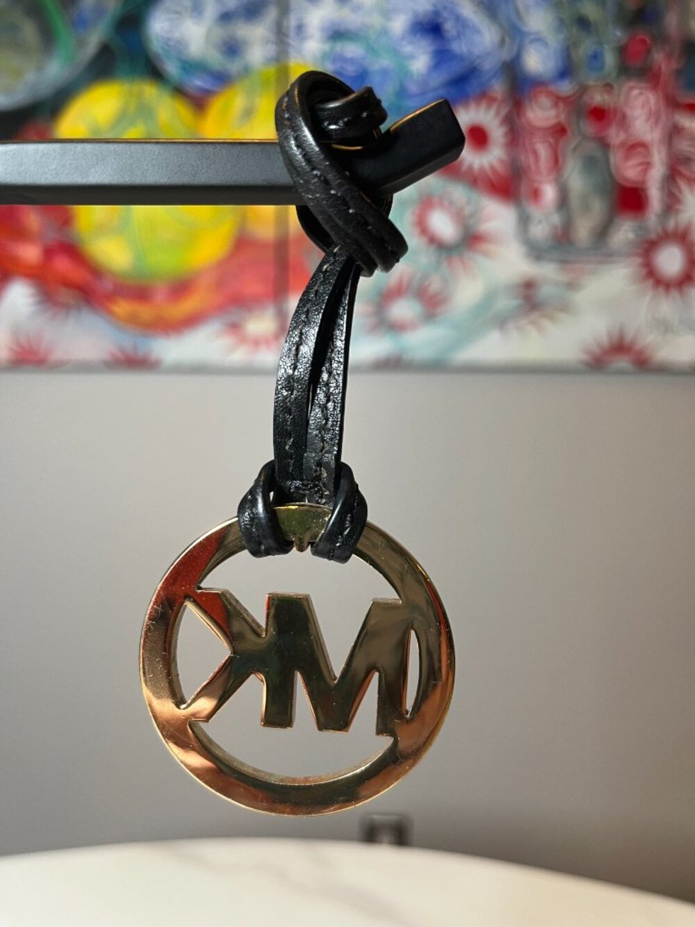 Michael Kors Black Leather Bag Charm - Picture 2 of 2